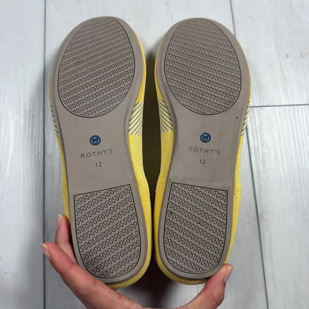 Rothys Round Toe Yellow Ballet Flat Slip On Washable 12